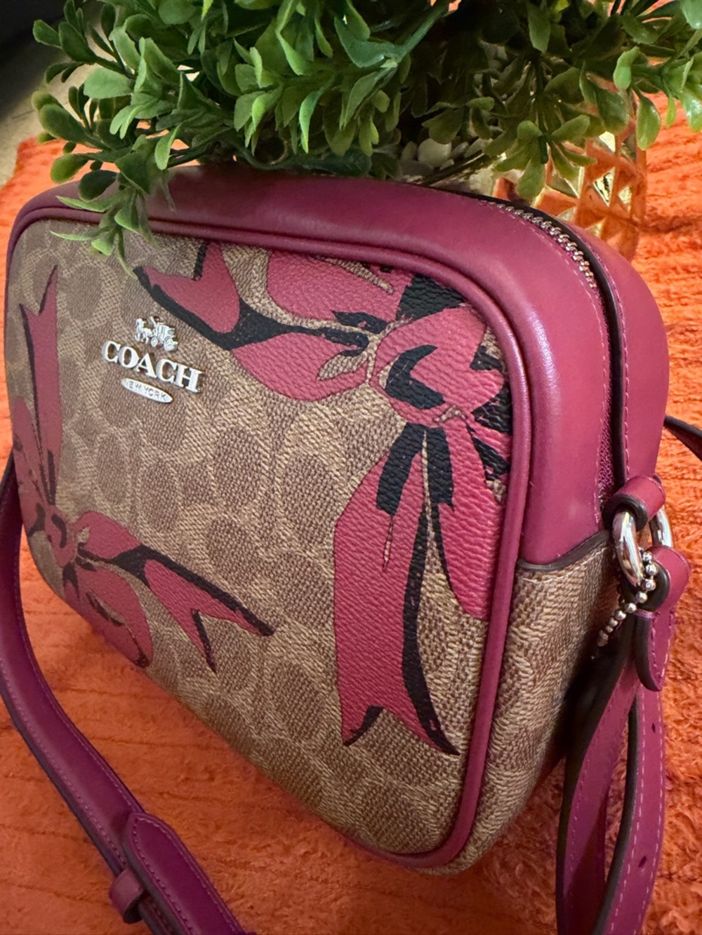 Coach Floral Pink and Tan Crossbody Bag - Picture 4 of 15